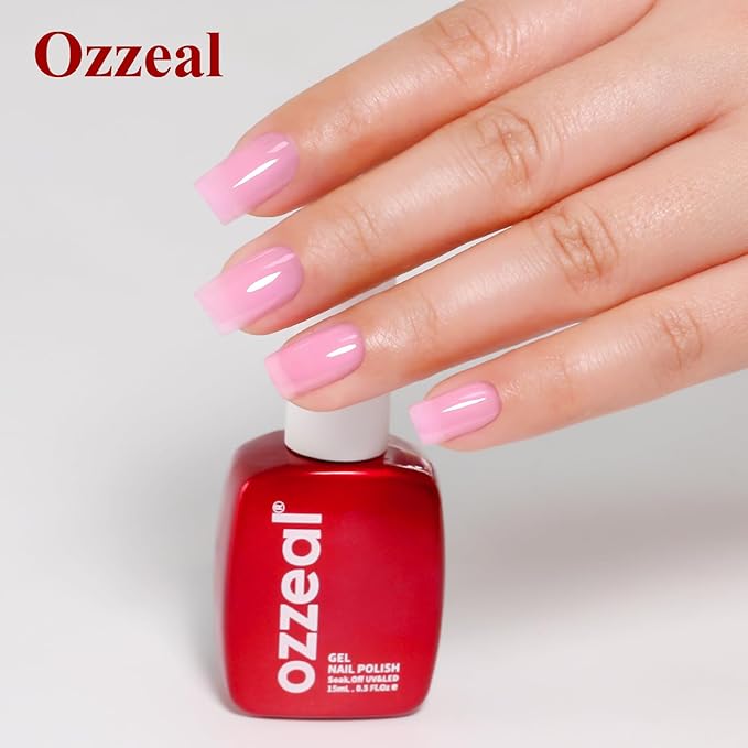 Jelly Gel Nail Polish, Light Pink Jelly Nail Polish Gel Translucent Spring Summer Sheer Nail Gel Polish Soak off UV LED for Nail Art DIY Manicure 0.5 Fl Oz