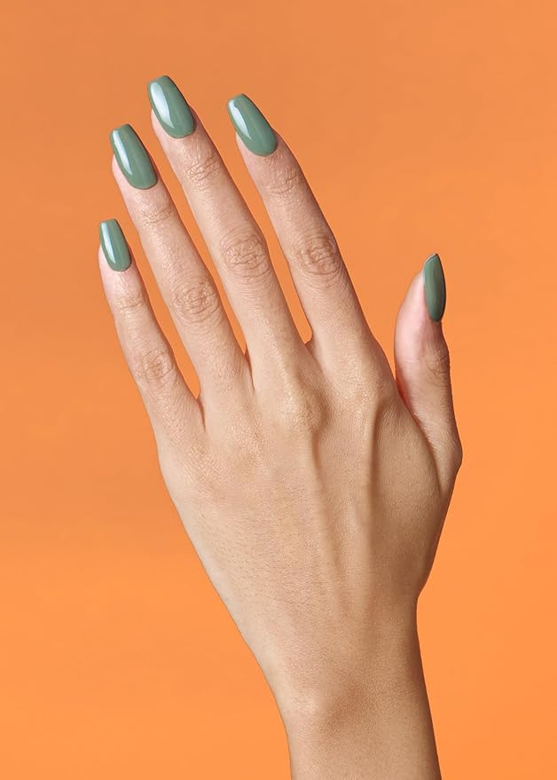 ohora Semi Cured Gel Nail Strips (N Cream Leaf) - Green, Solid, Works with Any UV/LED Lamps, Salon-Quality, Long Lasting, Easy to Apply & Remove - Includes 2 Prep Pads, Nail File & Wooden Stick