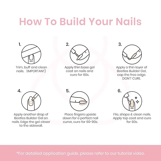 Beetles Builder Gel Set,6 Colors Glitter Shimmer 7 in 1 Nude Pink White Nail Thickening Strengthening Building Apex for Beginner DIY Salon at Home,Shimmer Builder Nail Gel,UV & LED Lamp Cured Needed