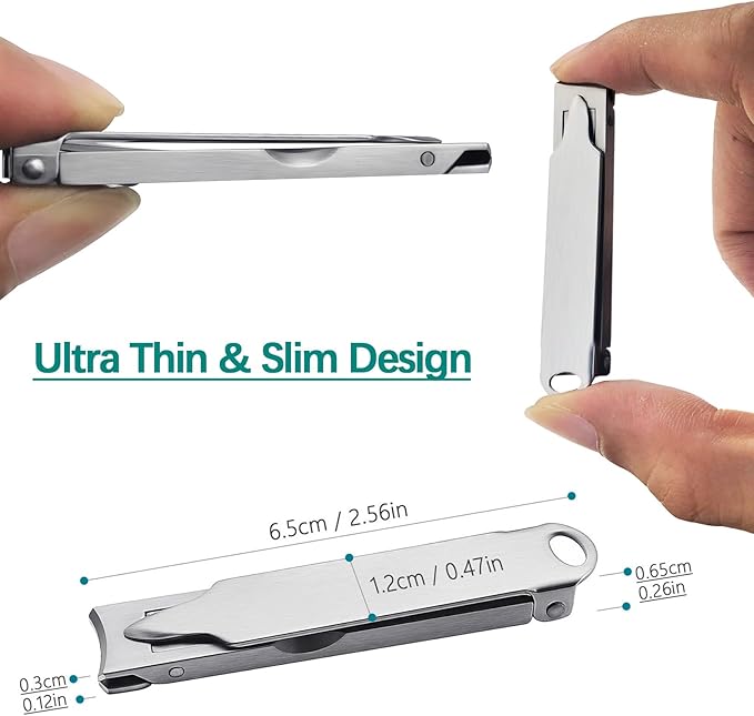 Mini Nail Clippers with File, Portable Ultra Thin Keychain Nail Clippers Set for Travel