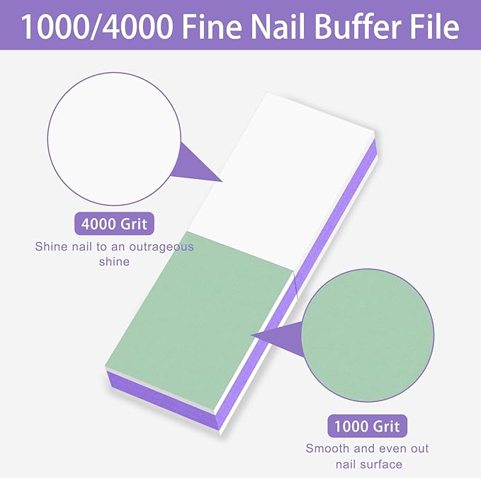 CGBE Nail Buffer Block and Shine Kit, 50 Count Mini Nail Buffer for Polishing Smooth and Shiny Natural Nails Fingernail Mini Buffer Nail File Smoother Buffer Block 1000/4000 Grit - Purple