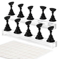 Nail Stand Acrylic Nail Art Display Stand Magnetic Nail Tips Practice Holder 54 Pcs Reusable Adhesive Putty for DIY Painting Nails Stand kit (Black)