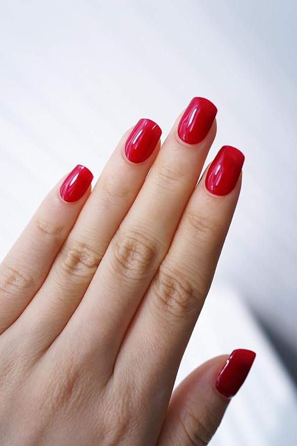Semi Cured Gel Nail Strips, 20Pcs Long Lasting Salon Quality Wraps, Easy Apply & Remove Gel Nail Stickers with UV Light (Vineyard Crush Red)