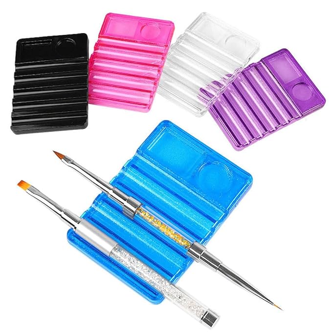 3 Pieces Nail Art Pen Holder Plastic Nail Pen Holder Rectangle Nail Art Brush Holder Nail Art Brush Stand Nail Drawing Brush Pen Holder Nail Art Painting Pen Brush Stand(Multicolor)