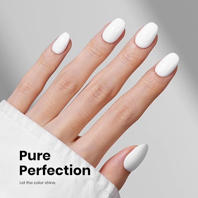 Beetles White Gel Nail Polish - FrostedWhite 15ML/0.51Fl Oz, Milky White Gel Polish, Same Color Same Bottle STAY SHINING, Soak Off UV LED Lamp French Nails Art, Manicure Salon DIY Home White Nails