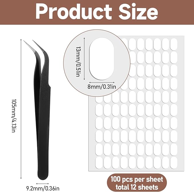 1200 Pcs Double Sided Adhesive Nail Tapes False Tip Sticky Tabs for Press on Pre-Cut Nails Display Strips with Tweezer for Nail Art Stand Practice Holder Color Chart Book
