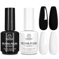 Beetles Black White Gel Polish Set - 2 Pcs 15ml Black And White Colors Polish French Nails Soak Off Led Nails Art Manicure Salon Diy at Home
