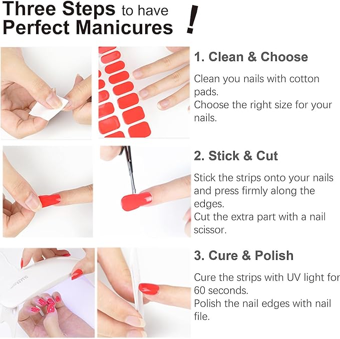 Semi Cured Gel Nail Strips, Dark Blue 20pcs Adhesive UV Sticker, Wraps for Home Manicure DIY