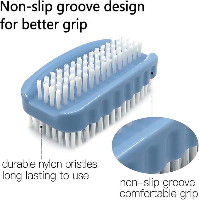 Nail Brush for Cleaning Fingernails Two Sided Hand Fingernail Scrub Brush Soft Stiff Nylon Bristles Nail Scrubber Brushes for Men Women Kids,2 PCS