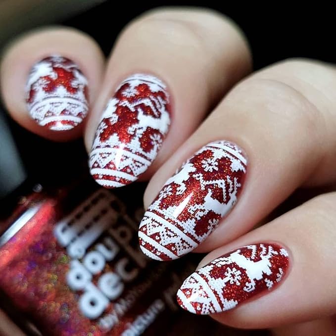 Whats Up Nails - Christmas New Year Winter Nail Stamping Plates (B049, B050) for Nail Art Design