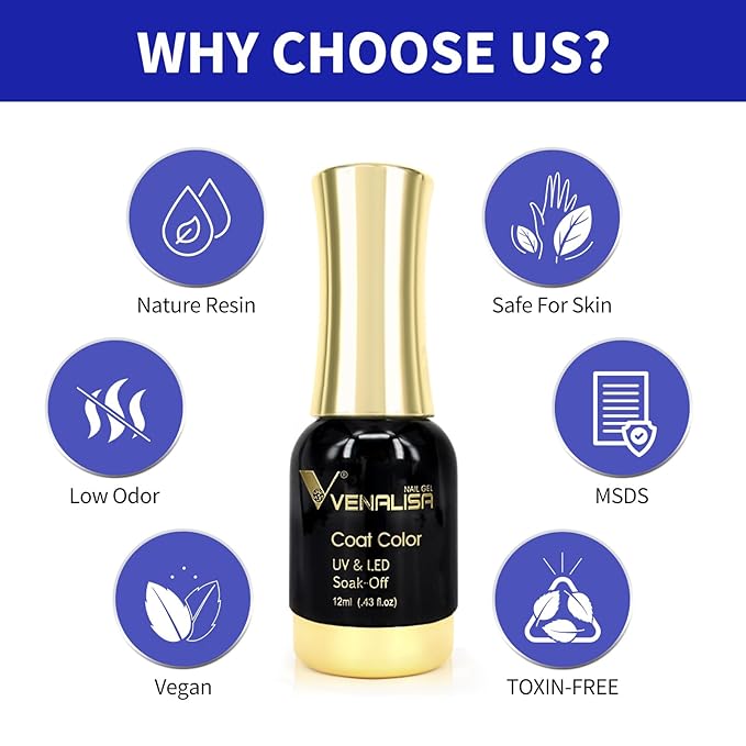 VENALISA Blue Gel Nail Polish, 12ml Royal Blue Gel Polish Dark Navy Blue Color Soak Off UV LED Nail Gel Polish Nail Art Starter Manicure Salon DIY at Home, 0.43 OZ