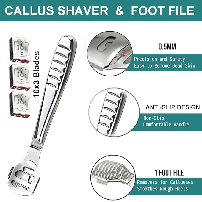 Pedicure Kit Ingrown Toenail Removal Kit Pedicure Tools for Feet with Callus Shaver Pedicure Set Stainless Steel Ingrown Toenail Tool Foot Care Callus Remover (40 Pcs Set)