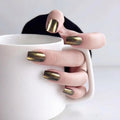 Short Square Press On Nails Gothic - Black And Gold Metallic Glitter Edgy Metallic Shimmer For Women, Perfect For Cosplay, Themed Events, Or Bold Evening Looks, 24 Nails in 12 Sizes
