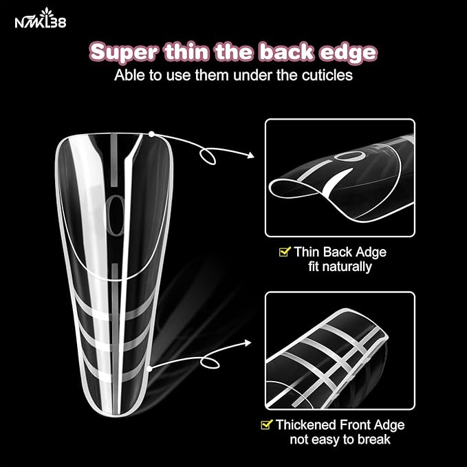 NMKL38 150PCS Dual Nail Forms 15 Sizes Extension Poly Nail Gel Full Cover Nail Molds With Scale Nail Art Design