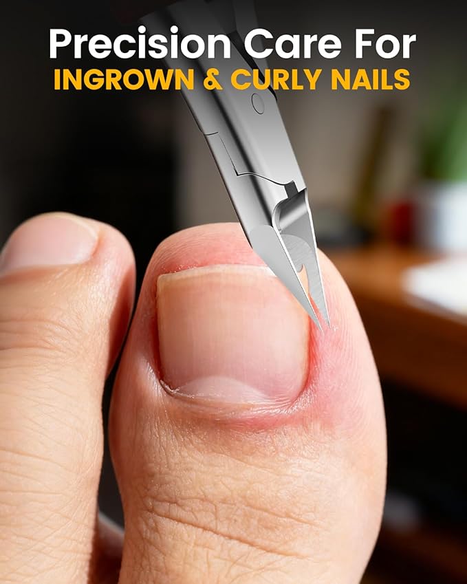 BEZOX Professional Toenail Clippers - Heavy Duty Toe Nail Clippers for Thick Toenails & Ingrown Nails | Long Handle Nails Clipper for Seniors with Comfort Grip & Ultra Sharp Blade - Black