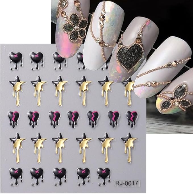 6Sheets 5D Embossed Stickers, Crystal Soft Glue Irregular Gems, Geometric Frame Art Stickers, Jelly Rhinestones Heart Star Decals, Moon Sun Cloud Nail Designs