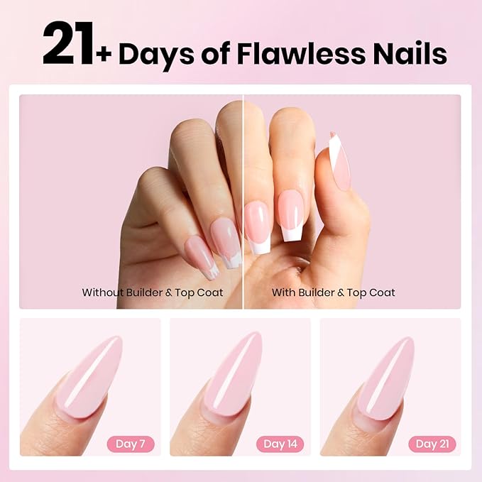 Beetles HEMA-Free 15ml Gel Top Coat and Builder Gel for Nails with Nail Brush, Low Heat Hypoallergenic Clear 8 in 1 Builder High Shine Long Lasting No Wipe Top Coat Nail Polish