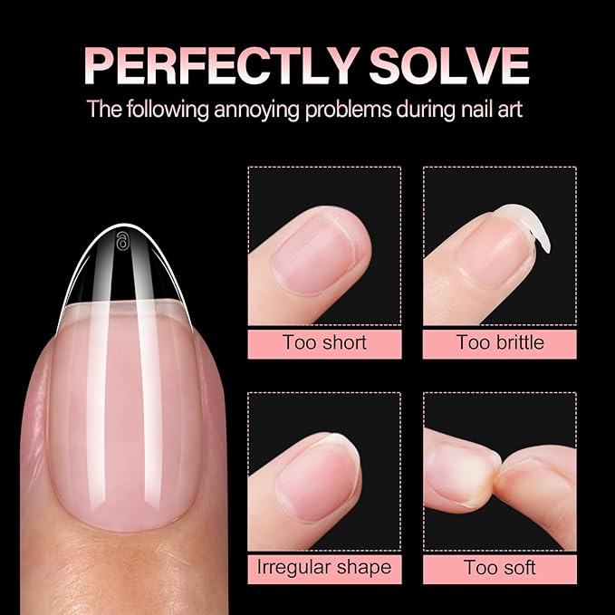 AILLSA Short Almond Nail Tips - 15 Sizes 120pcs Half Matte False Nail Tips Pre-shaped Short Nails Tips, Full Cover Clear Press on Gelly Tips for Home Salon Daily Nail Art with Storage Box