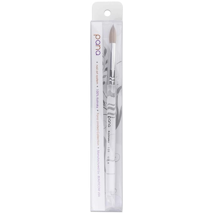 PANA Pure Kolinsky Hair Nail Brush - Round Clear Acrylic Handle (Size 12) - Nail Brush for Nail Application, Nail Extension, Manicure Pedicure Salon Beginner and Professional