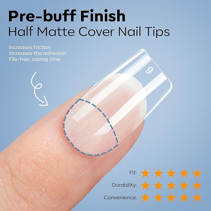 modelones X Nail Gel Kit, Upgrade 15Sizes Gel Nail Tips Short Square, 9-in-One Glue Prep Dehydrator & Portable Led Lamp, 510Pcs Pre-shaped Square Press On Extension Kit DIY Salon Home Gift for Women