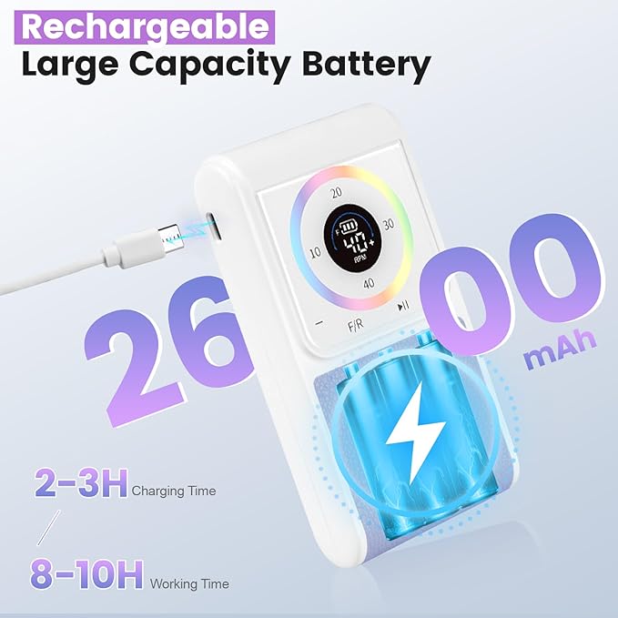 Professional Nail Drill, 40,000RPM Electric Brushless Nail Drill, Rechargeable, Portable, Touch Control, Quiet, Vibration-Free, Cordless Nail File Machine with 7PCS Drill Bits