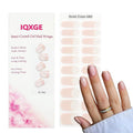 Clear Semi Cured Gel Nail Strips French Tip 20Pcs Nude UV Gel Nail Stickers Glossy Nails Polish Strips UV/LED Light Needed Self Adhesive Full Polish Nails Wraps for Women