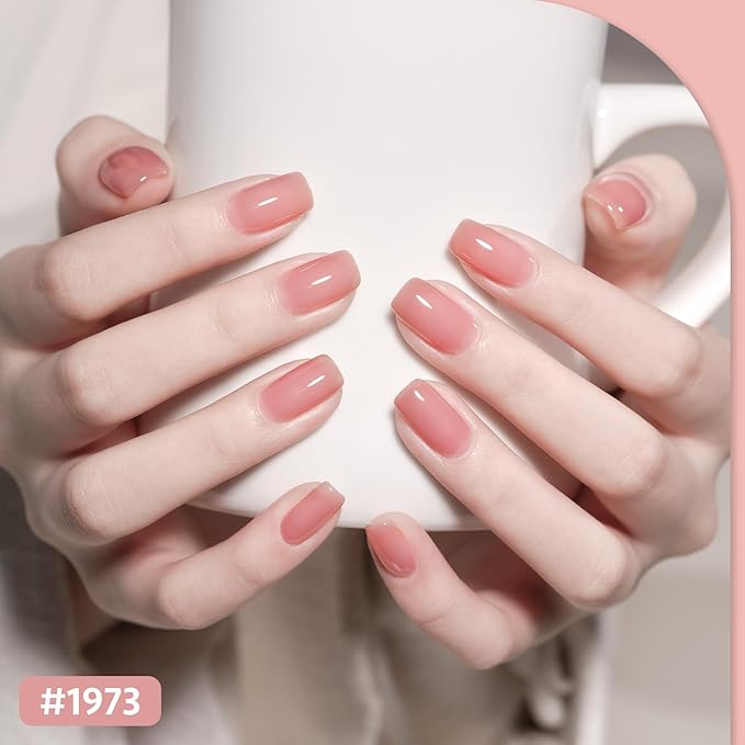 GAOY Jelly Gel Nail Polish Set, 6 Colors Nude Pink Brown, UV Light Cure Gel Polish for Salon and Nail Art DIY at Home