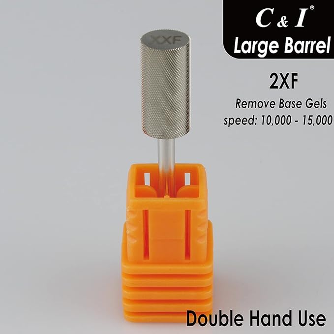 C & I Large Barrel Nail Drill Bits, Professional Electric File for Manicure Drill Machine, Nail Gels Remove, 3/32” (Double Fine -2XF)