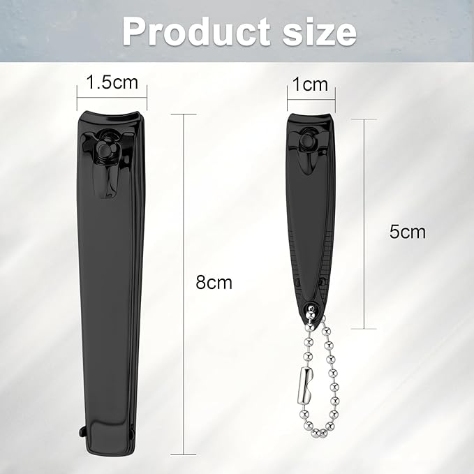 Bememo 12 Pieces Stainless Nail Clippers Set Fingernail and Toenail Clippers Nail Cutter Tool Set for Men and Women (Black and Silver)