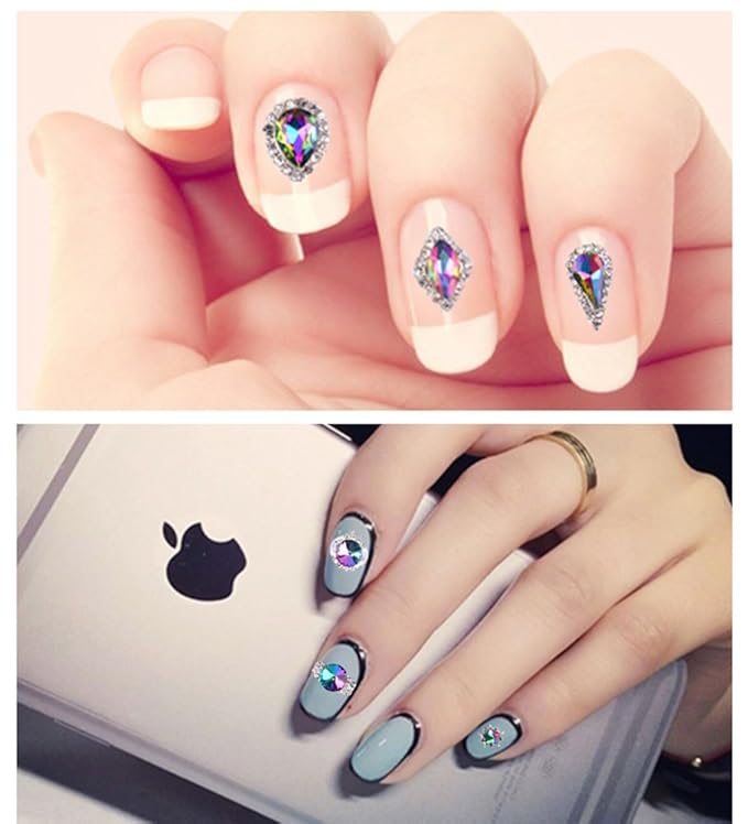 3D Nail Art Luxury Flame Rhinestone Alloy Shining Dride Party Diamond Decorations 24 Pcs