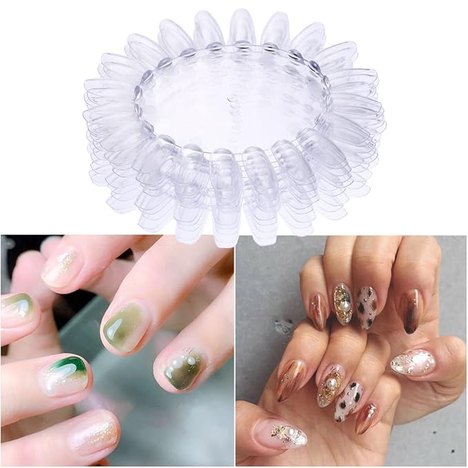 Nail Art Practice Card Clear Plastic Nail Polish Color Display Wheel with 20 Tips 5.1 X 4.3 Inches for Diy Manicure and Salon Use