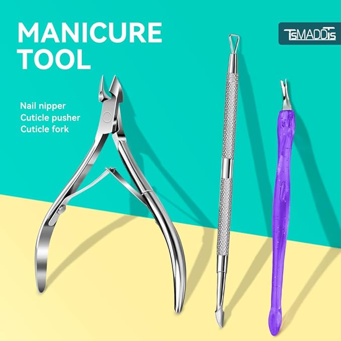 TsMADDTs 13 pcs Nail Buffer Kit with 4-Way Buffing Block, 3-Way Sanding Block, 100/180 Files, Cuticle Trimmer, Nail Care Tool Kit