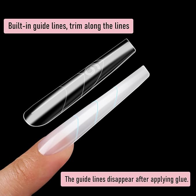 Sandwich Dual Nail Forms, Long Coffin Nail Extensions Nails Mold, No Paper Forms Needed, Quick Polygel Extensions Salon Nail Art Tools 15 Sizes 180pcs