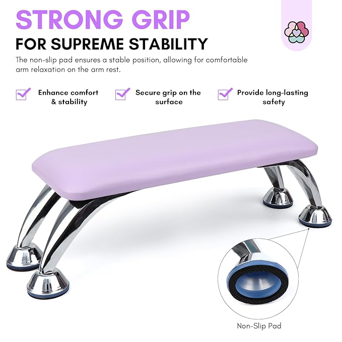 SAVILAND Arm Rest for Nails Tech Professional: 15.7*5.9*5.5 Inches Hand Rest for Nails Tech Purple Super-Comfort Big Nail Arm Restwith Microfiber Leather Mat Hand Pillow Cushion Nail Salon Manicure