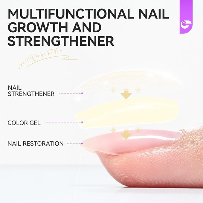 Nail Hardener Extra Strong and Growth: Milky Apricot 15ml Natural Nail Polish Strengthener and Growth for Damaged Nails - 6 in 1 Nails Repair for Housewives Working Women Manicure Home Salon Daily Use