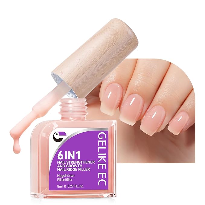 Nail Strengthener Protein for Damaged Nails: Pink 6 in 1 Natural Nail Hardener Extra Strong and Growth - Long Lasting Repair for Damaged Nails - Growth Oil for Salon Home Daily Work