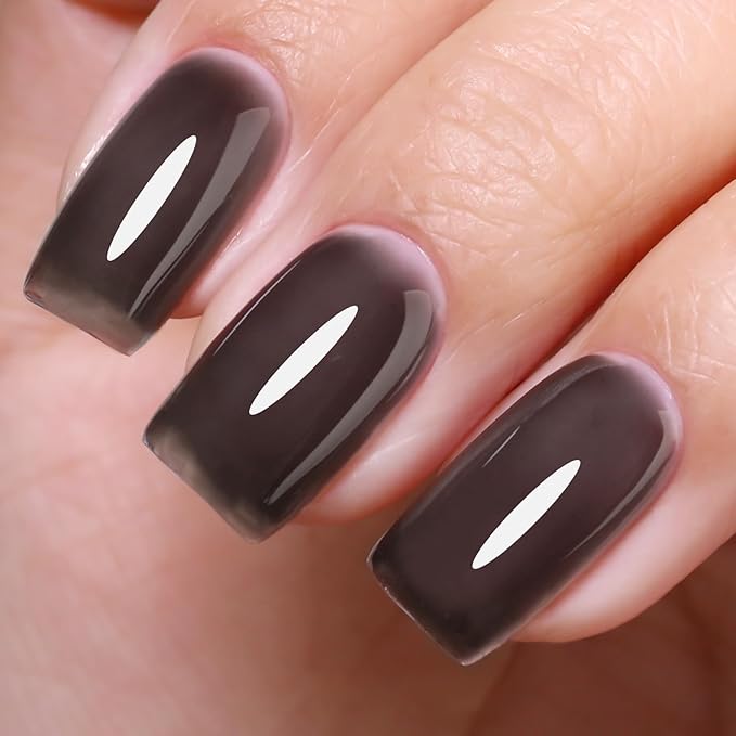 Imtiti Black Jelly Gel Nail Polish, Sheer Translucent UV Gel Polish for Nail Art Soak off UV Led 10ML