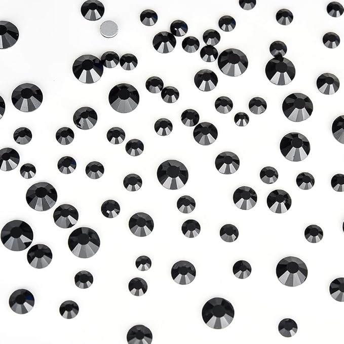 Blinginbox 8.7mm Jet Black Flatback Rhinestones for Crafts, Nails Art Clothes Bags Shoes Decorations Glass Stone 0.34inches SS40, 144pcs