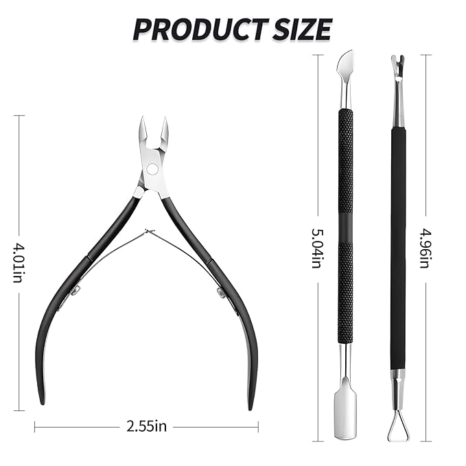 Cuticle Trimmer Cuticle Nippers,Professional Cuticle Remover Tool Kit，Stainless Steel Manicure Tools for Nail Care and Dead Skin Removal(Black)