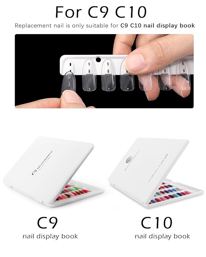 Clear Replacement Nail Tips for C9 C10 Nail Color Display Swatch Book (Transparent)