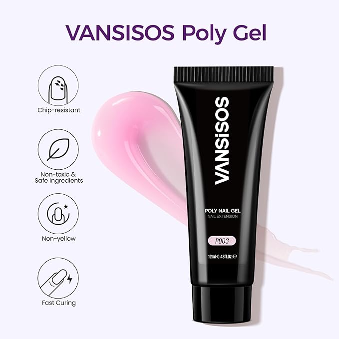 Poly Gel Nail Kit: Summer Colors Polygel Nail Kit with Slip Solution Portable UV/LED Nail Lamp and Complete Extension Accessories for Easy Home Manicure