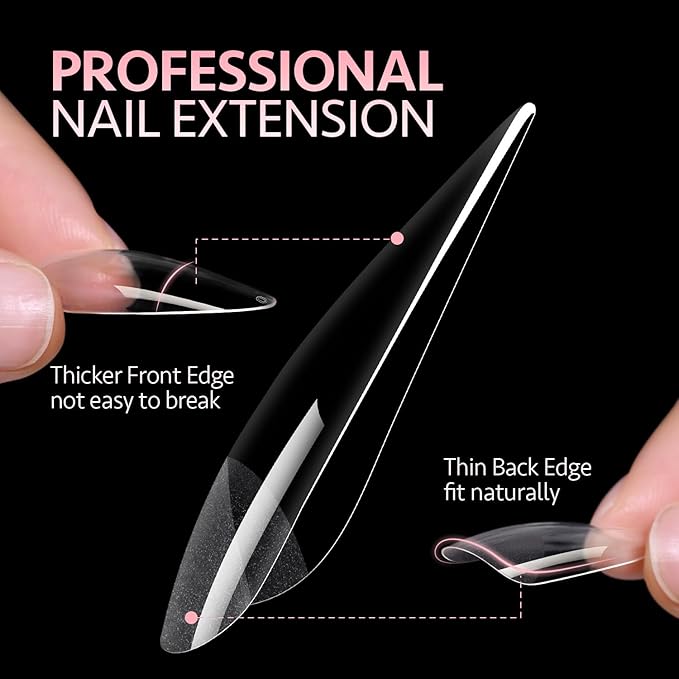 GAOY Medium Stiletto Fake Gel Nail Tips, 12 Sizes False Full Cover Acrylic Press on Nails, 240Pcs Soft Half Matte Tips