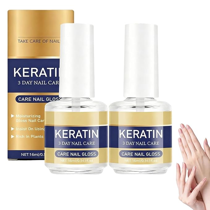 gearvix Keratin 3-Day Nail Renewal Oil, Keratin & Amino Acid Nail Strengthening Treatment Oil, High-Gloss Quick-Dry Fast Hydration (2PCS)