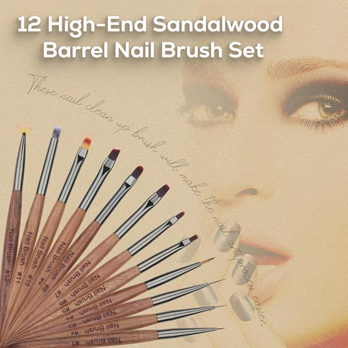 12PCS Nail Art Brushes, YIHUALE Nail Art Design Brushes for Gel Polish, Nail Art Liner Brushes Nail Polish Tool 3D Nail Art Decorations Brush for DIY Manicure Home Salon for Professionals (Yellow)
