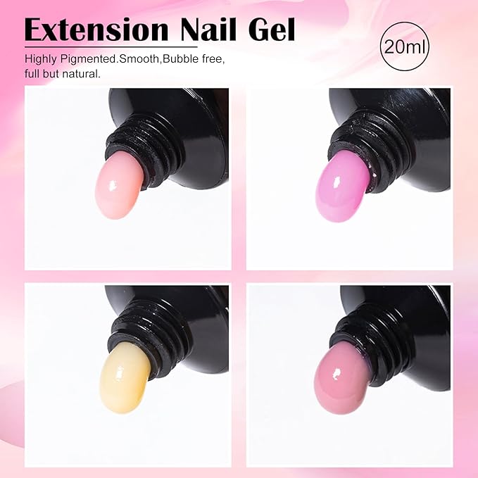 10PCS Pink Poly Nail Gel Kit Poly Extension Nail Gel Kit Skin Tones Nail Extension Set Manicure DIY Design Beginner Kit