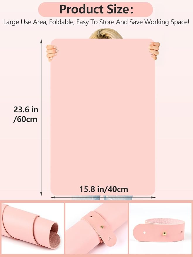 (MAT ONLY) Nail Art Table Mat, Nail Arm Rest Pad for Acrylic Nails, Soft Microfiber PU Leather Nail Mat for Table, Foldable Nail Hand Rest Pillow Manicure Pad, Acrylic Nail Desk Mat for Nail Cushion