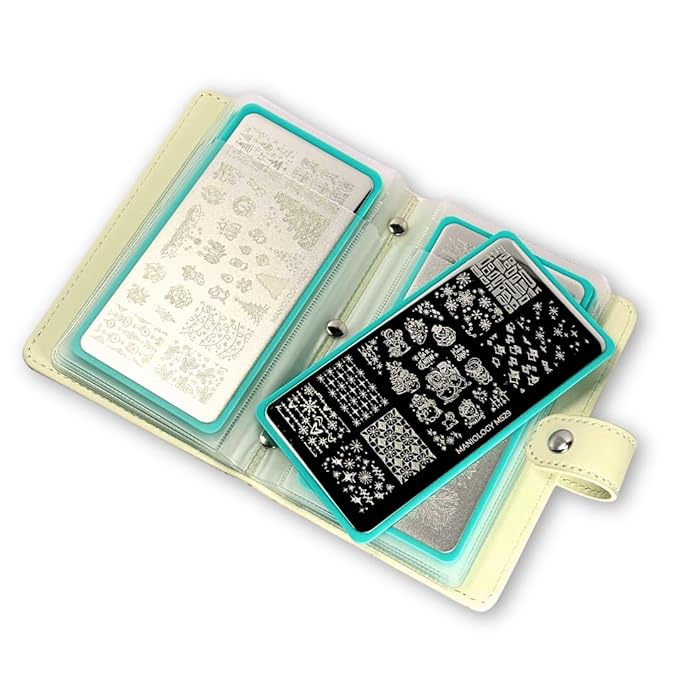 Maniology Mini Snowflakes Stamping Plate Organizer | Limited Edition Compact Holiday Nail Art Storage Case with 16 Top-Loading Semi-Sheer Pockets for Stamping Plate Protection
