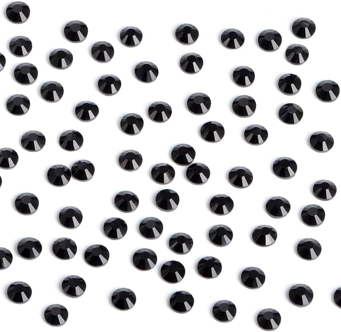 Bymitel Hotfix Crystal Rhinestones Round Gems Iron on DIY Jewelry Making Flat Back for Crafts,Black, 3mm(SS12/2880pcs)
