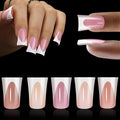 White French Tip Duck Nail Tips, Full Cover No C Curve Medium Wide Acrylic Press Ons Duck Feet Nails, Thick Soft Gel Fake False Nail Extension 12 Sizes 120 Pcs 5 Colors