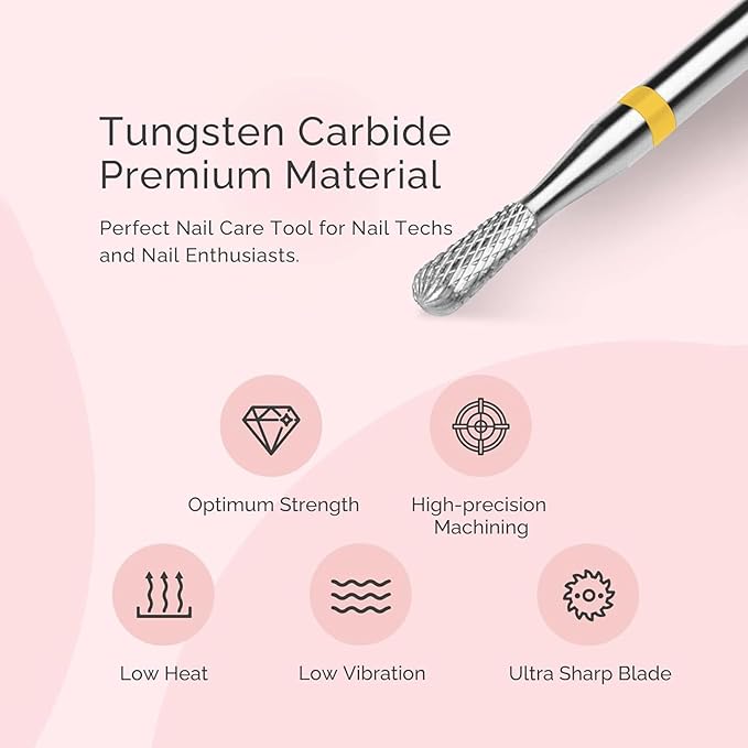 MelodySusie Cuticle Clean Nail Drill Bit 3/32'', Professional Safety Carbide Under Nail Cleaner Nail Bit for Cuticle Dead Skin Nail Prepare, Two Way Rotate, Manicure Nail Salon Supply, Silver, XF
